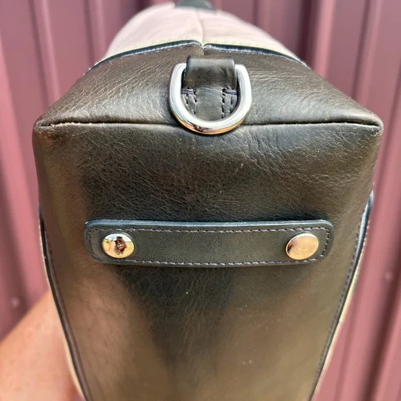 Coach Madison Sabrina Spectator Handbag Purple & Cream Satchel Purse - Picture 7 of 12